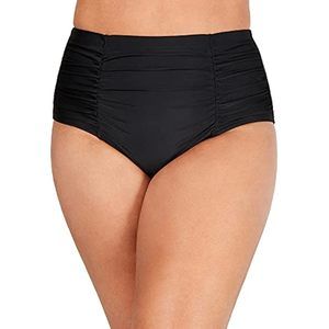 $40 Island Escape Plus Size South Beach Ruched Hipster Swim Bottom Size 24W